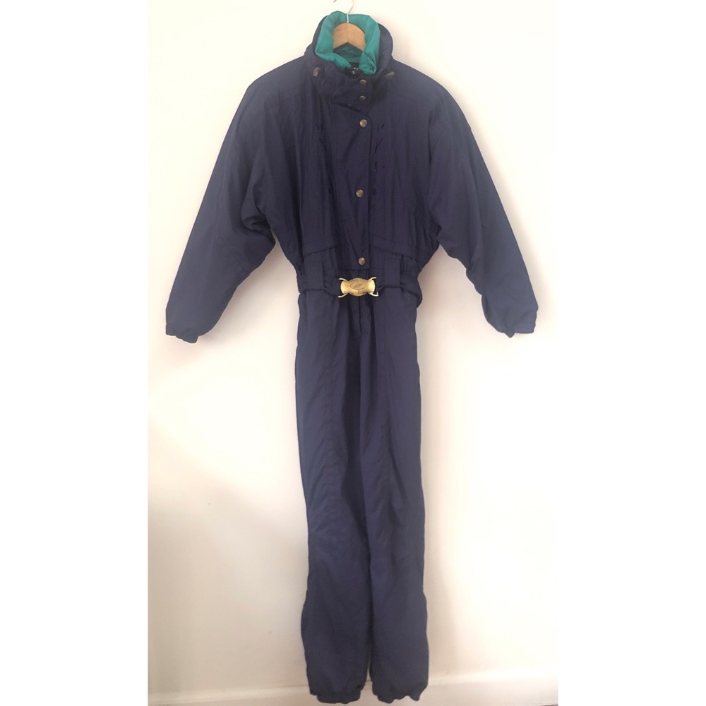 Vintage Nordica Navy Blue Snowsuit with Belt